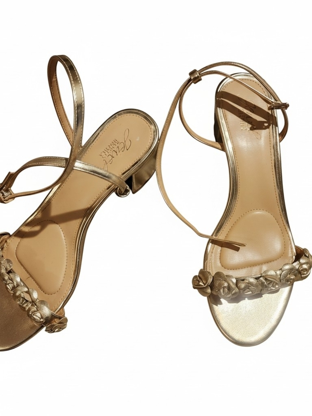 Badgley Mischka Metallic Gold Floral Strap Sandals